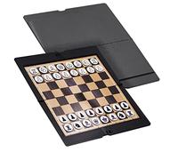 HEALSOPTHY Foldable International Checkers Board Portable Magnetic Draughts Lightweight Leather for Adults Educational Travel Game