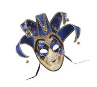 HEALSOPTHY Full Face Venetian Mask for Masquerade Party and Carnival Performance, Blue Plastic and Cloth Fabric with Metal Details, Comfortable to Wear and Non-deformation Costume Accessory