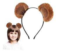 HEALSOPTHY Fuzzy Bear Ears Headband Soft Fabric Hairband for Face Washing Makeup Cosplay Halloween Birthday Party Photo Booth Accessory