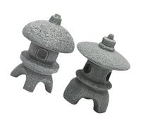 HEALSOPTHY garden Pagoda sculptures, tiny sandstone pagoda, 2pcs Japanese Style, easy installation, Zen Garden Decor, miniature stone lantern set for patio and home