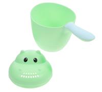 HEALSOPTHY Hippo Shaped Baby Bath Rinser Cup in Light Green, Versatile Pp Material Shower Water Ladle for Pouring and Rinsing, for Bathing Babies and Boys and Girls in Bathroom