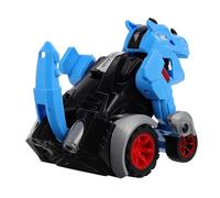 HEALSOPTHY Inertial Pull Back Dinosaur Car for Preschool Boys Transforming Vehicle with Bounce Action Paint Interactive Educational Blue Model