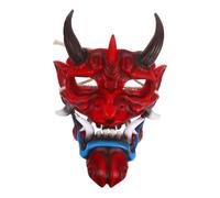 HEALSOPTHY Japanese Demon Halloween Mask with Horns for Adults Samurai Masquerade Facemask for Cosplay Costume Parties and Haunted Events Fits Men and Women