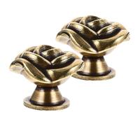 HEALSOPTHY Kitchen Cupboard knob Drawer Pull 2pcs Rose Flower Metal Furniture Handle for Wardrobe Drawer Restoration Needs Golden Zinc Alloy
