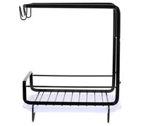 HEALSOPTHY Kitchen Sponge and Dishcloth Holder Rack with Drip Tray, Black Steel Wire Sink Storage Organizer for Sponge, Soap, and Dishcloth Drainage, Wall-Mounted and Tabletop Use for Kitchen