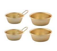 HEALSOPTHY Korean Rice Wine Bowls Microwavable 4pcs Made of Aluminium with Handle Household Drink Bowls, Safe to Use and Healthy Cutlery for Restaurant and Barbecue Use