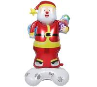 HEALSOPTHY Large Self-standing Santa Claus Balloon for Christmas Party Supplies Foil Material with Vibrant Colors Easy Setup Festive Decoration for Home and Holiday Photo Props