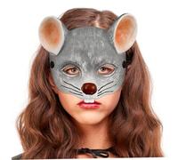 HEALSOPTHY Light Grey Mouse Mask Lightweight Party Face Cover for Halloween Carnival Masquerade Adults and PU Foam Cosplay Accessory
