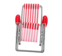 HEALSOPTHY Miniature Beach Chair Model Dollhouse Folding Chair Accessory Stripe Decor for Micro Landscape Photography House Furniture for Scene Models
