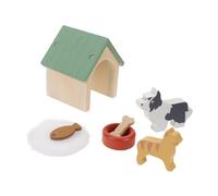 HEALSOPTHY Miniature Dog House Playset with Wooden Kennel and Dog Bowl Realistic Pet Simulation Model for Dollhouse Decor Sturdy Construction Colorful Micro Scene Layout for Creative Pretend
