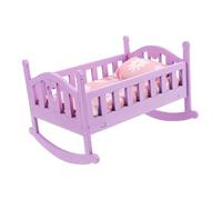 HEALSOPTHY Miniature Dollhouse Bed Movable Cradle Furniture for Tiny House Bedroom Decoration Realistic for Roleplay Enhances Nurturing Skills present