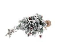 HEALSOPTHY Miniature Flocked Christmas Tree Silver with Pinecones and Ball Ornaments Small Tabletop Decor for Indoor Desks Shelves Mantels Compact Holiday Decoration with Bowknot Accent