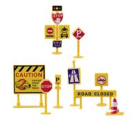 HEALSOPTHY Miniature Traffic Barricade Sign Plastic Road Sign Toy Model | Yellow Finish, Children’s Play Set, Encourages Imagination, Safe to Use