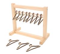HEALSOPTHY Miniature Wooden Garment Rack with Small Doll Hangers Space Saving Doll Clothes Closet for Rooms and Creative Play Areas