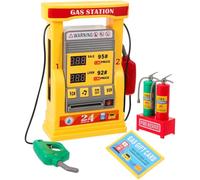 HEALSOPTHY Multifunctional Gas Station Model Kit with Voice Prompt and Smart Counting Educational DIY for Interactive Pretend Play Table Decor No Batteries Included