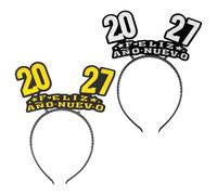HEALSOPTHY New Year Headbands Flexible and Lightweight 2027 Number Hairbands 2pcs with Spanish Style Decorations Hair Accessories for Christmas Party and New Year Celebration
