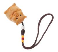HEALSOPTHY Pig Wood Craft Pendant DIY Phone Charm Keychain Decoration for Car Bag and Mobile Handcrafted Wooden Pig Ornament for Personal Style and Practical Use