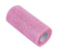 HEALSOPTHY Pink Mesh Ribbon Roll with Silver Thread Diamond Pattern Craft Mesh for DIY Party Decorations Wreaths Bows and Holiday Garlands Yards Gauze Tulle Organza Material