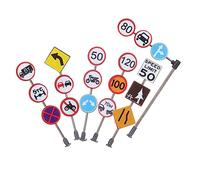 HEALSOPTHY Plastic Road Sign Model for Bright Traffic Safety Playthings Educational Outdoor Building Scene Accessories Lightweight and Easy to Store