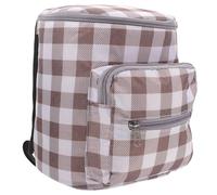 HEALSOPTHY Portable Hanging Diaper Bag and Baby Items Organizer for Newborn Essentials, Brown Plaid Infant Storage Pouch Compatible Strollers, Lightweight Nursery Products Storage Organizer