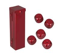 HEALSOPTHY Portable Red 6-sided Metal Dice Set with Rounded Edge in Aluminum Alloy and Dedicated Rectangle Case for Reliable and Fair Gameplay at Parties and Social Gatherings
