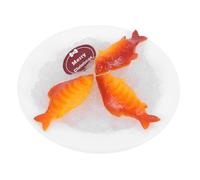 HEALSOPTHY Realistic Yellow Croaker and King Crab Seafood Model Faux Ice Chilled Decorative Plate for Party Food Display Photography Prop Educational Visual Marketing