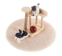 HEALSOPTHY Scale Dollhouse Cat Accessories Realistic Wooden Cat Tree Tower Model with Miniature Kitten Figurine for Dollhouse Furniture and Creative Mini Scenes