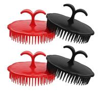 HEALSOPTHY Scalp Massage Brush Set Soothing Massage Comb Round Hair and Scalp 4pcs with Soft Pp Material Enhancing Shampoo Effectiveness, for Travel and Office Use