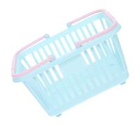HEALSOPTHY Small Plastic Basket with Handle, Compact Desktop Organizer for Bathroom Items and Snacks, Blue and Pink Mini Storage Bin for Fruits and Sundries