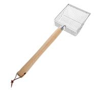 HEALSOPTHY Stainless Steel Sand Sifter with Long Wooden Handle for Beach Shell Collecting Ergonomic Non-slip Grip Digging Tool for Sand Play and Summer Vacation Family Activities