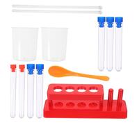 HEALSOPTHY Stem Educational Test Tube Rack with Plastic Tubes Measuring Cups and Stirring Spoons for Science Experiments Safe Laboratory Supplies for Classroom and Home Learning