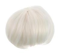 HEALSOPTHY Tiny Doll Wig 17Cm High-Temperature Fiber Short Straight Bob Hairpiece for Miniature Dolls in Milky White and Crafting