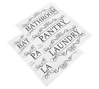 HEALSOPTHY Toilet Sign Wall Art 6pcs Self-Adhesive Rectangle PVC Black Minimalist Door Stickers for Bathroom Laundry Room Pantry Clear Identification Waterproof for Seniors and
