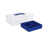 HEALSOPTHY Transparent Plastic Storage Box with Dividers Craft Container for Sewing Supplies Art Tools Organizer with High Visibility for Embroidery Stationery