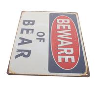 HEALSOPTHY Vintage Bear Caution Iron Sign Frameless Wall Art for Outdoor Safety Retro Public Warning Decoration for Hunting Cabins Plaque Enhancing Garden and Business Ambiance