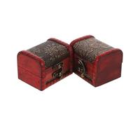 HEALSOPTHY Vintage Box 2pcs Wooden Ring Box Set with Mini Treasure Chest Design for Home Decor Versatile Trinket Organizer and Jewellery Storage Holder
