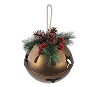 HEALSOPTHY Vintage Large Rustic Iron Bell Christmas Hanging Decor with Pine Cone Berry Accent DIY Xmas Pendant for Indoor Party Hotel Shop Office Bedroom Festive Ornament