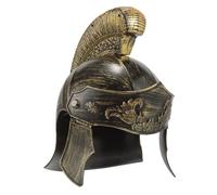 HEALSOPTHY Vintage Roman Soldier Helmet Cosplay Hat Plastic Headgear for Adult Costume Party Accessories Realistic Design Easy to Wear Medieval Roman Headwear for Performances