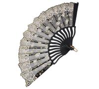 HEALSOPTHY Vintage Small Rose Lace Folding Hand Fan Lightweight Handheld Fan for Dance Performance Stage Use and Wall Decoration Compact Traditional Chinese Style Cooling Accessory for Women