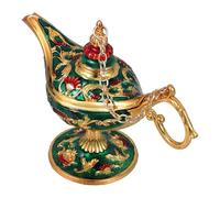 HEALSOPTHY Vintage Wish Lamp Table Decoration in Green Zinc Alloy Wear and Break Resistance for Personal Home Use and Tabletop Party Adornment