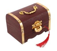 HEALSOPTHY Vintage Wooden Jewelry Box with Lock Retro Treasure Chest Design for Home Decoration and Storage Solid Case for Trinkets and Accessories Rustic Style Gift for Christmas and