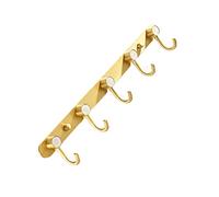 HEALSOPTHY Wall Mounted Clothes Hook Hook Row for Bathroom and Dressing White Gold Space Aluminum Stylish Coat and Hat Organizer Easy Installation and Practical Storage