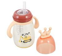 HEALSOPTHY Water Bottle with Straw Pink Dual Handle Sippy Cup for Boy Girl Leak Training Cup with Lid Unbreakable Design for Nursery Go Hydration