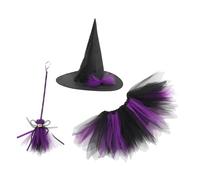 HEALSOPTHY Witch's Broom Halloween Witch Costume for Women Costumes Custom Witch Hat Dress Outfits Cosplay Clothes Cosplay Accessories Purple