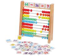 HEALSOPTHY Wooden Abacus Math Counting with Cards Educational Learning Aid for Addition Subtraction Early Childhood Math Teaching Tool for Boys