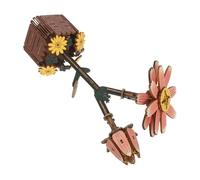 HEALSOPTHY Wooden Daisy Flower Puzzle Kit Creative DIY Jigsaw Model with Vase Natural Rustic Plant Craft for Beginners and Adults Home Decor