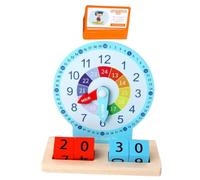 HEALSOPTHY Wooden Educational Clock Model for Learning Clock Teaching Aid Recognition Puzzle Safe Smooth Edges Enhances Cognitive and Motor Skills
