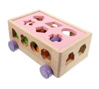HEALSOPTHY Wooden Shape Matching Animal Car for Educational Cognitive Building Blocks Removable Roof Design Pink Intelligence Car Puzzle for Early Learning and Motor Skills Development