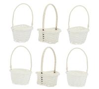 HEALSOPTHY Woven Hand Basket in White Mini Craft Adornment Basket for Portable Use as Photo Prop for Weddings Boho Decor This Includes Mini Great for Storage as Flower Girl
