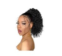Health 10 Inch Drawstring Ponytail Afro Kinky Curly Pony tail Extension Synthetic Hair Pieces for Women Personal Care(Black)